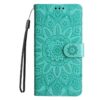 Peněženkové pouzdro Embossing Pattern Slunečnice fialové – Realme 14 Pro+ (14 Pro Plus) | Levné Kryty | Levné Kryty | Levné Kryty