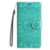 Peněženkové pouzdro Embossing Pattern Slunečnice fialové – Vivo Y19s | Levné Kryty | Levné Kryty | Levné Kryty