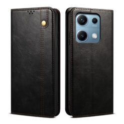 Peněženkové pouzdro Wax case černé – Xiaomi Redmi Note 14S