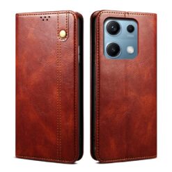 Peněženkové pouzdro Wax case hnědé – Xiaomi Redmi Note 14S