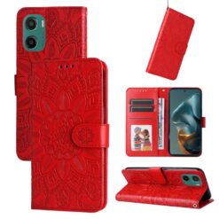 Peněženkové pouzdro Embossing Pattern Slunečnice červené – Motorola Moto G05 / E15 | Levné Kryty | Levné Kryty | Levné Kryty
