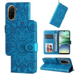 Peněženkové pouzdro Embossing Pattern Slunečnice modré – Xiaomi Redmi A5 | Levné Kryty | Levné Kryty | Levné Kryty