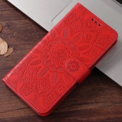 Alternative view of Peněženkové pouzdro Embossing Pattern Slunečnice červené – Samsung Galaxy S25 Edge