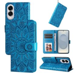 Peněženkové pouzdro Embossing Pattern Slunečnice modré – Samsung Galaxy S25 Edge | Levné Kryty | Levné Kryty | Levné Kryty