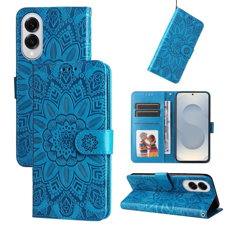Peněženkové pouzdro Embossing Pattern Slunečnice modré – Samsung Galaxy S25 Edge | Levné Kryty | Levné Kryty | Levné Kryty