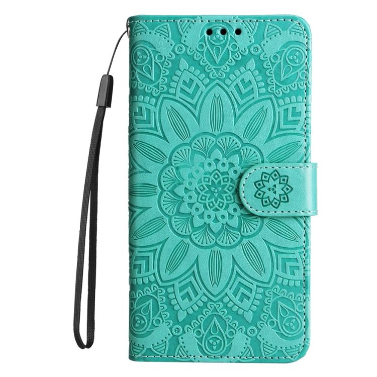 Peněženkové pouzdro Embossing Pattern Slunečnice zelené – Samsung Galaxy S25 Edge | Levné Kryty | Levné Kryty | Levné Kryty