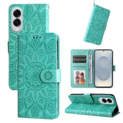 Peněženkové pouzdro Embossing Pattern Slunečnice zelené – Samsung Galaxy S25 Edge | Levné Kryty | Levné Kryty | Levné Kryty