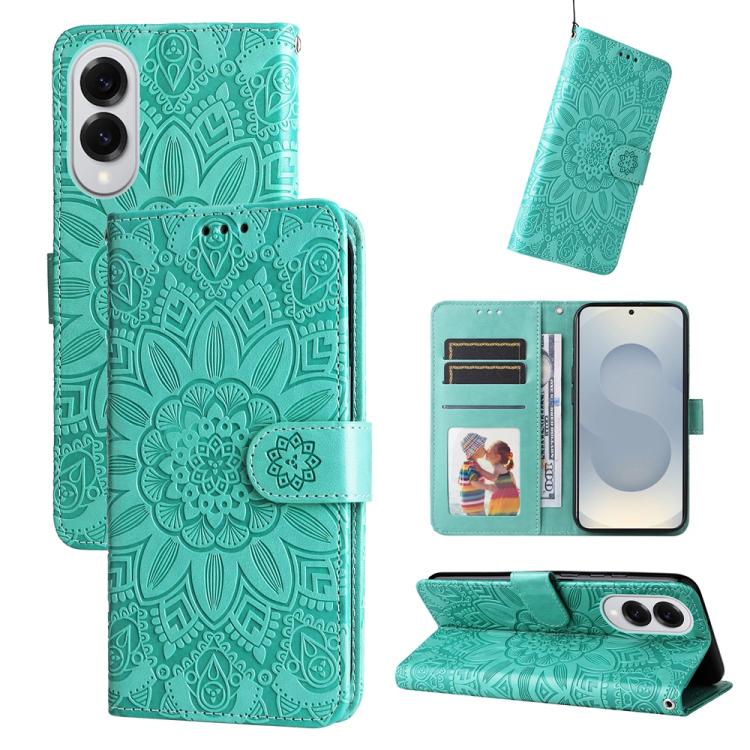 Peněženkové pouzdro Embossing Pattern Slunečnice zelené – Samsung Galaxy S25 Edge | Levné Kryty | Levné Kryty | Levné Kryty