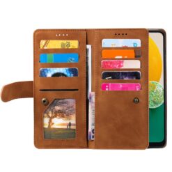 Multifunkční peněženkové pouzdro Nine-Card Case hnědé – Samsung Galaxy A17 5G | Levné Kryty | Levné Kryty | Levné Kryty