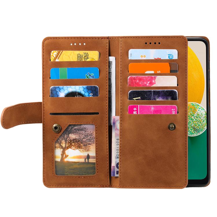 Multifunkční peněženkové pouzdro Nine-Card Case hnědé – Samsung Galaxy A17 5G | Levné Kryty | Levné Kryty | Levné Kryty