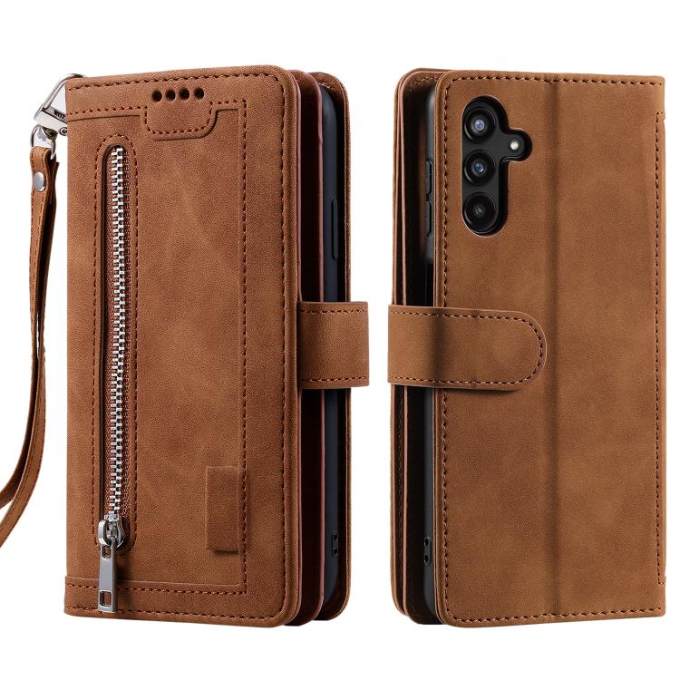 Multifunkční peněženkové pouzdro Nine-Card Case hnědé – Samsung Galaxy A17 5G | Levné Kryty | Levné Kryty | Levné Kryty