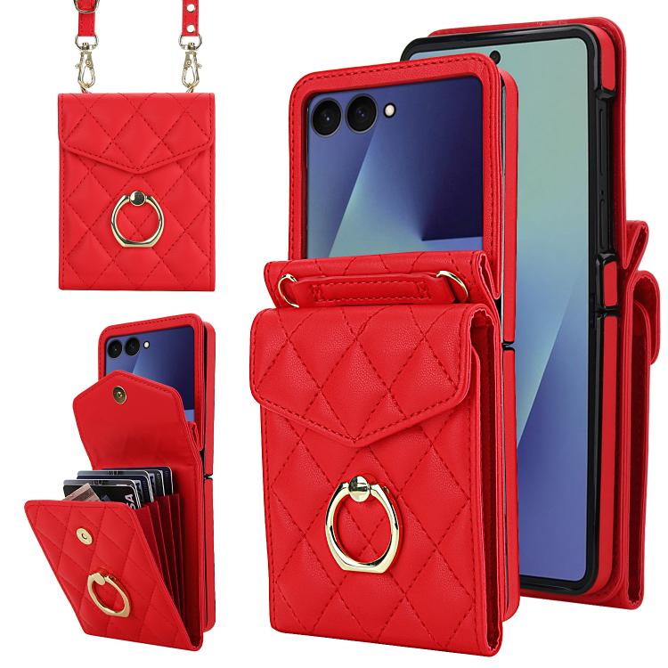 Peněženkové pouzdro Diamond Card case červené – Samsung Galaxy Z Flip 7 | Levné Kryty | Levné Kryty | Levné Kryty