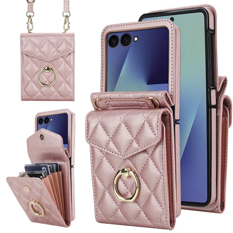 Peněženkové pouzdro Diamond Card case růžové – Samsung Galaxy Z Flip 7 | Levné Kryty | Levné Kryty | Levné Kryty
