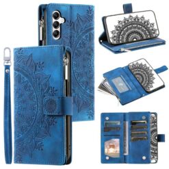 Peněženkové pouzdro Mandala zip case modré – Samsung Galaxy A17 5G | Levné Kryty | Levné Kryty | Levné Kryty