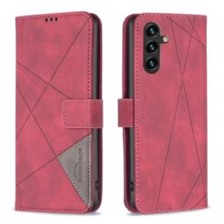 Knížkové pouzdro Rhombus červené – Samsung Galaxy S25 FE | Levné Kryty | Levné Kryty | Levné Kryty