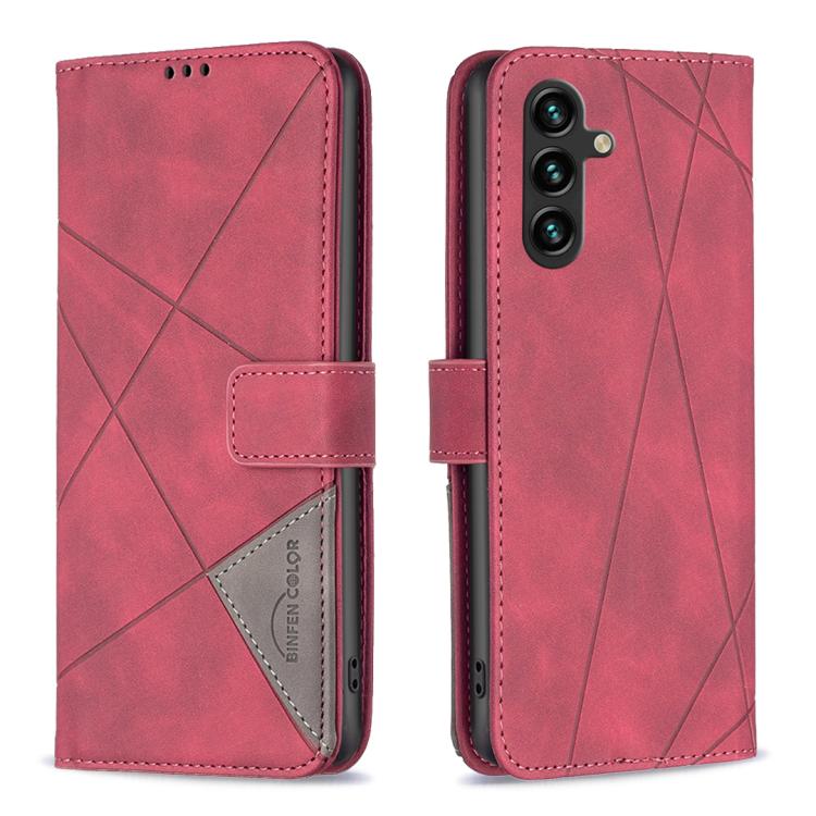 Knížkové pouzdro Rhombus červené – Samsung Galaxy S25 FE | Levné Kryty | Levné Kryty | Levné Kryty