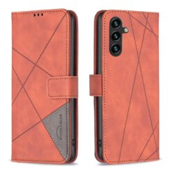 Knížkové pouzdro Rhombus hnědé – Samsung Galaxy S25 FE | Levné Kryty | Levné Kryty | Levné Kryty