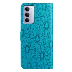Peněženkové pouzdro Embossing Pattern Květy modré – Xiaomi Redmi 15 4G/5G | Levné Kryty | Levné Kryty | Levné Kryty