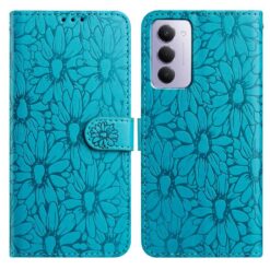 Peněženkové pouzdro Embossing Pattern Květy modré – Xiaomi Redmi 15 4G/5G | Levné Kryty | Levné Kryty | Levné Kryty