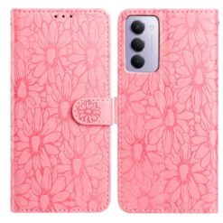 Peněženkové pouzdro Embossing Pattern Květy růžové – Xiaomi Redmi 15 4G/5G | Levné Kryty | Levné Kryty | Levné Kryty