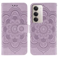 Peněženkové pouzdro Embossing Pattern Mandala fialové – Xiaomi Redmi 15 4G/5G | Levné Kryty | Levné Kryty | Levné Kryty