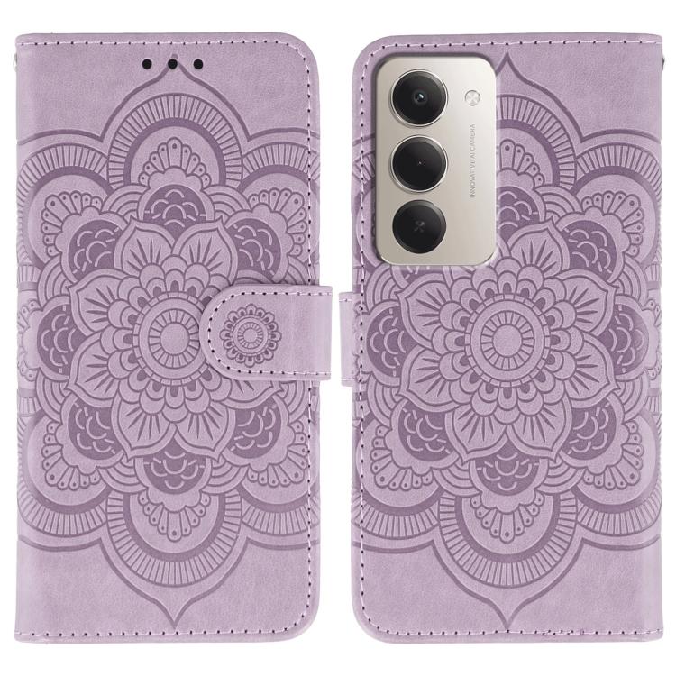 Peněženkové pouzdro Embossing Pattern Mandala fialové – Xiaomi Redmi 15 4G/5G | Levné Kryty | Levné Kryty | Levné Kryty