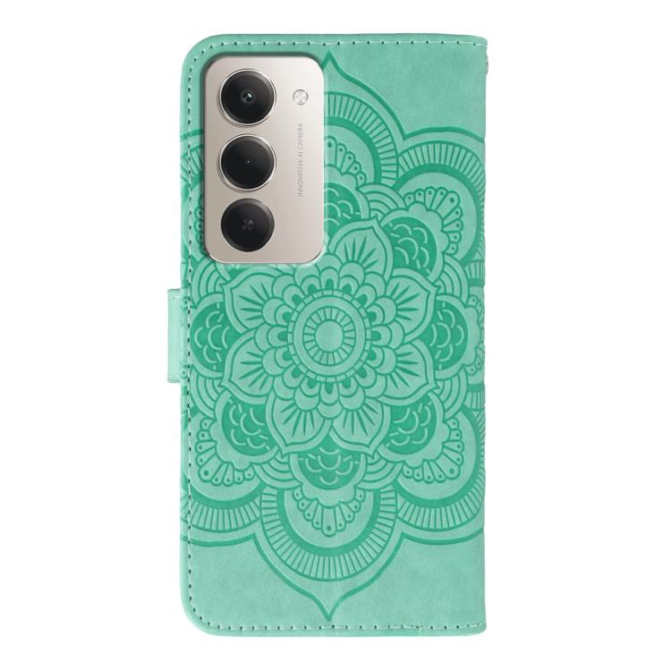 Peněženkové pouzdro Embossing Pattern Mandala zelené – Xiaomi Redmi 15 4G/5G | Levné Kryty | Levné Kryty | Levné Kryty