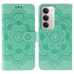 Peněženkové pouzdro Embossing Pattern Mandala zelené – Xiaomi Redmi 15 4G/5G | Levné Kryty | Levné Kryty | Levné Kryty