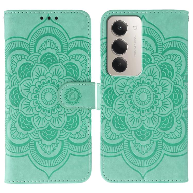 Peněženkové pouzdro Embossing Pattern Mandala zelené – Xiaomi Redmi 15 4G/5G | Levné Kryty | Levné Kryty | Levné Kryty