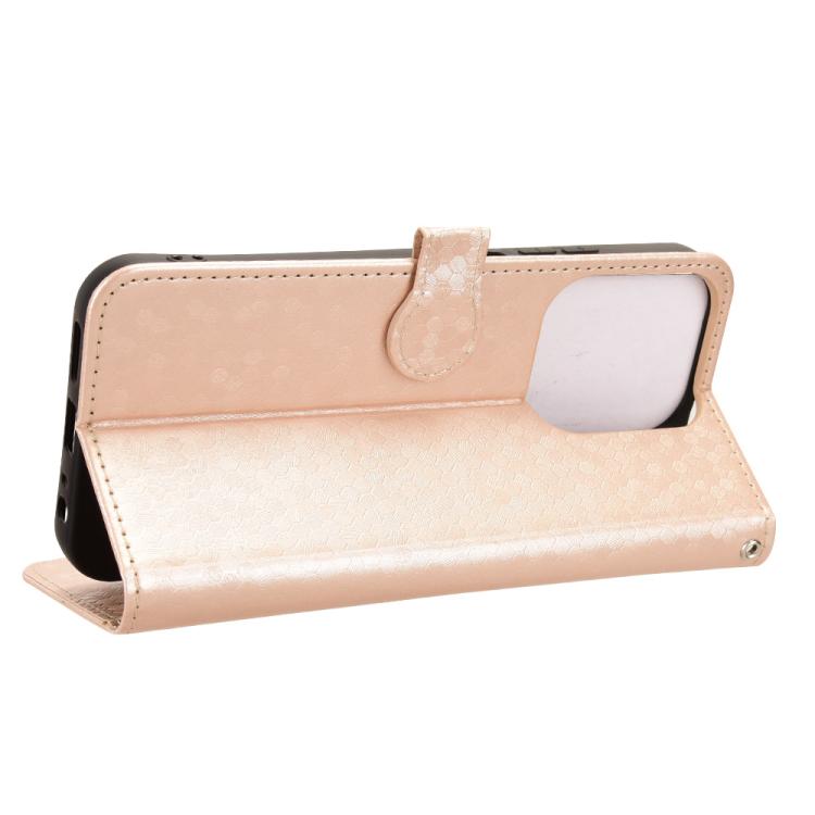 Peněženkové pouzdro Honeycomb Dot Texture Case zlaté – Xiaomi Redmi 15C | Levné Kryty | Levné Kryty | Levné Kryty