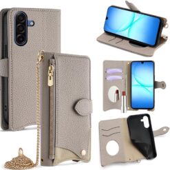Peněženkové pouzdro Chain Wallet Case šedé – Samsung Galaxy A17 5G | Levné Kryty | Levné Kryty | Levné Kryty
