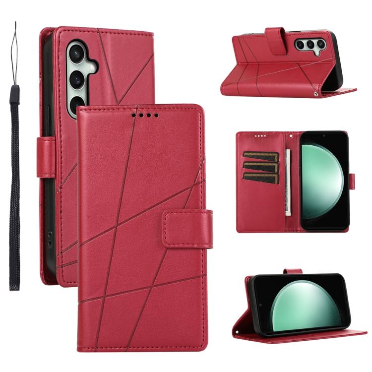 Peněženkové pouzdro Embossing Pattern Line červené – Samsung Galaxy S25 FE | Levné Kryty | Levné Kryty | Levné Kryty