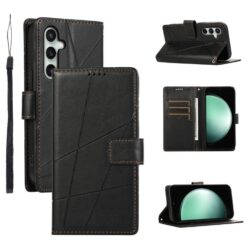Peněženkové pouzdro Embossing Pattern Line černé – Samsung Galaxy S25 FE | Levné Kryty | Levné Kryty | Levné Kryty