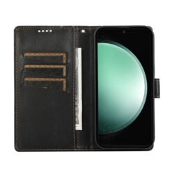 Peněženkové pouzdro Embossing Pattern Line černé – Samsung Galaxy S25 FE | Levné Kryty | Levné Kryty | Levné Kryty