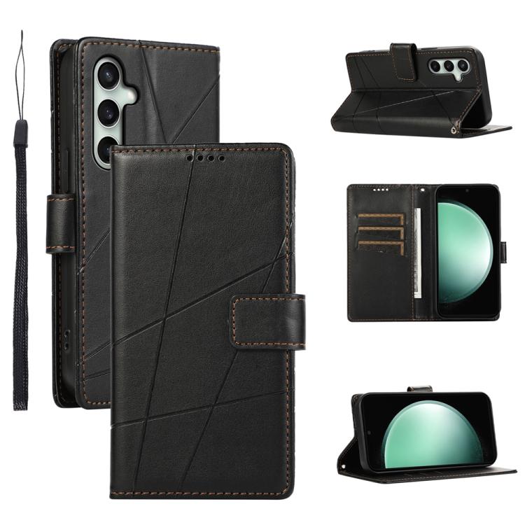 Peněženkové pouzdro Embossing Pattern Line černé – Samsung Galaxy S25 FE | Levné Kryty | Levné Kryty | Levné Kryty