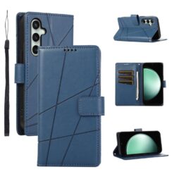 Peněženkové pouzdro Embossing Pattern Line modré – Samsung Galaxy S25 FE | Levné Kryty | Levné Kryty | Levné Kryty