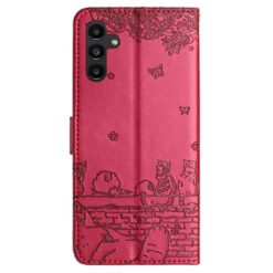 Peněženkové pouzdro Embossing Pattern Kočky červené – Samsung Galaxy S25 FE | Levné Kryty | Levné Kryty | Levné Kryty