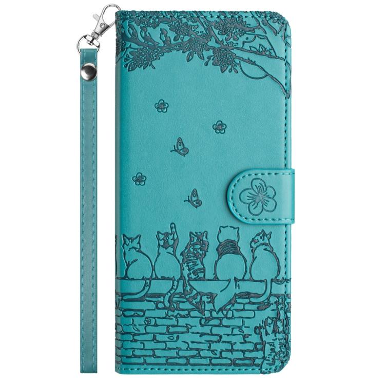 Peněženkové pouzdro Embossing Pattern Kočky modré – Samsung Galaxy S25 FE | Levné Kryty | Levné Kryty | Levné Kryty