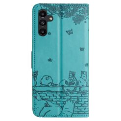 Peněženkové pouzdro Embossing Pattern Kočky modré – Samsung Galaxy S25 FE | Levné Kryty | Levné Kryty | Levné Kryty