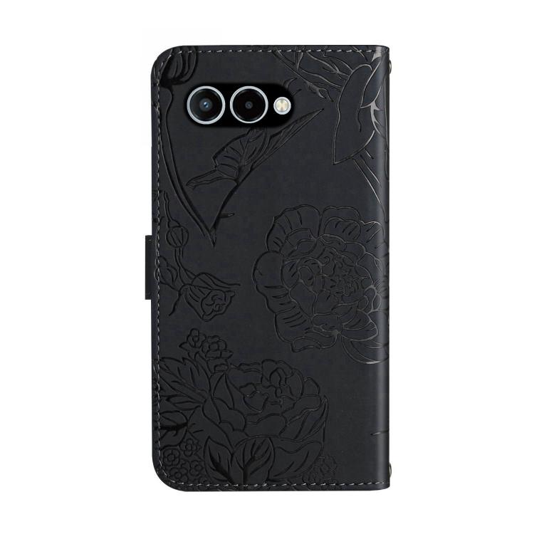 Peněženkové pouzdro Embossing Pattern Motyl a růže černé – T Phone 3 | Levné Kryty | Levné Kryty | Levné Kryty