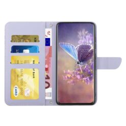 Peněženkové pouzdro Embossing Pattern Motyl a růže fialové – T Phone 3 | Levné Kryty | Levné Kryty | Levné Kryty