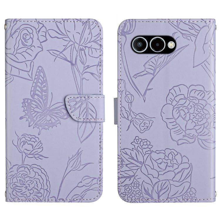 Peněženkové pouzdro Embossing Pattern Motyl a růže fialové – T Phone 3 | Levné Kryty | Levné Kryty | Levné Kryty