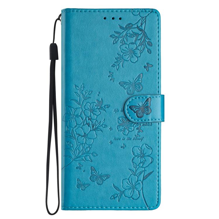 Peněženkové pouzdro Embossing Pattern Motyl modré – Samsung Galaxy S25 FE | Levné Kryty | Levné Kryty | Levné Kryty