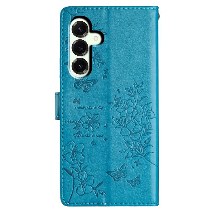 Peněženkové pouzdro Embossing Pattern Motyl modré – Samsung Galaxy S25 FE | Levné Kryty | Levné Kryty | Levné Kryty