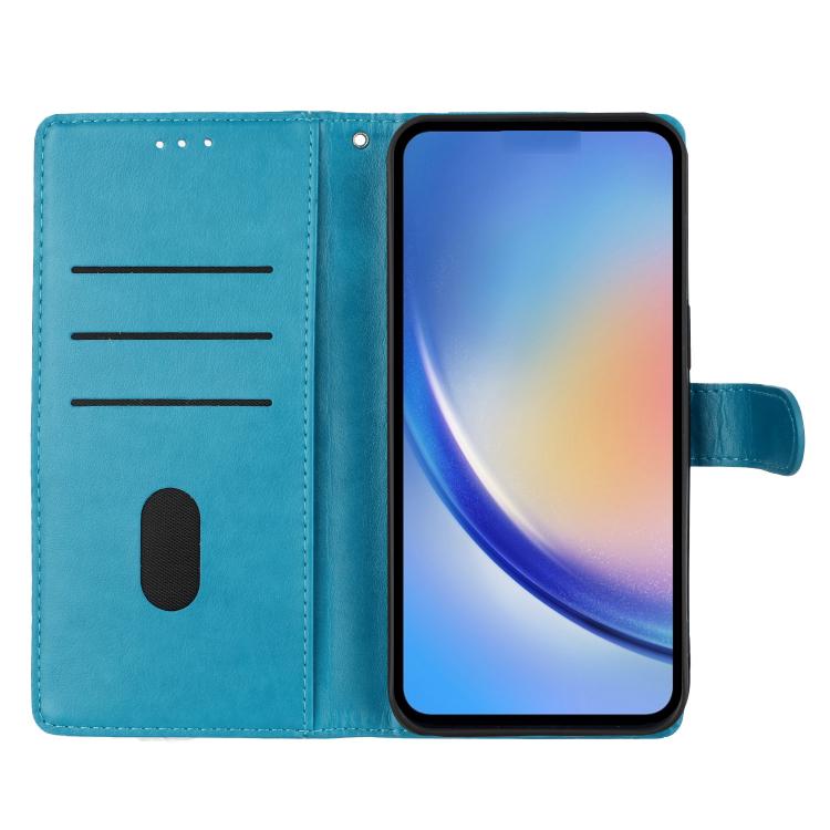 Peněženkové pouzdro Embossing Pattern Motyl modré – Samsung Galaxy S25 FE | Levné Kryty | Levné Kryty | Levné Kryty