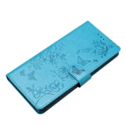 Peněženkové pouzdro Embossing Pattern Motyl modré – Samsung Galaxy S25 FE | Levné Kryty | Levné Kryty | Levné Kryty