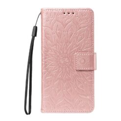 Peněženkové pouzdro Embossing Pattern Slunečnice bledorůžové – Samsung Galaxy S25 FE