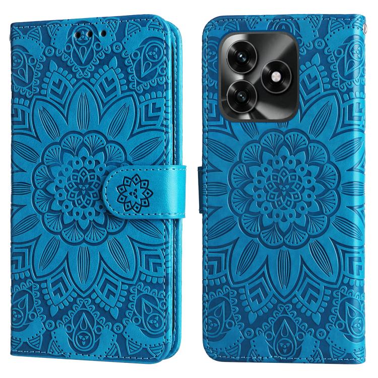 Peněženkové pouzdro Embossing Pattern Slunečnice modré – Honor X5c Plus | Levné Kryty | Levné Kryty | Levné Kryty