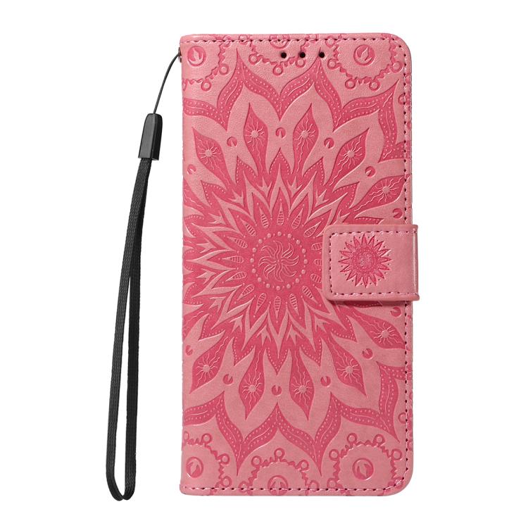 Peněženkové pouzdro Embossing Pattern Slunečnice tmavorůžové – Samsung Galaxy S25 FE | Levné Kryty | Levné Kryty | Levné Kryty