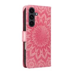 Peněženkové pouzdro Embossing Pattern Slunečnice tmavorůžové – Samsung Galaxy S25 FE | Levné Kryty | Levné Kryty | Levné Kryty